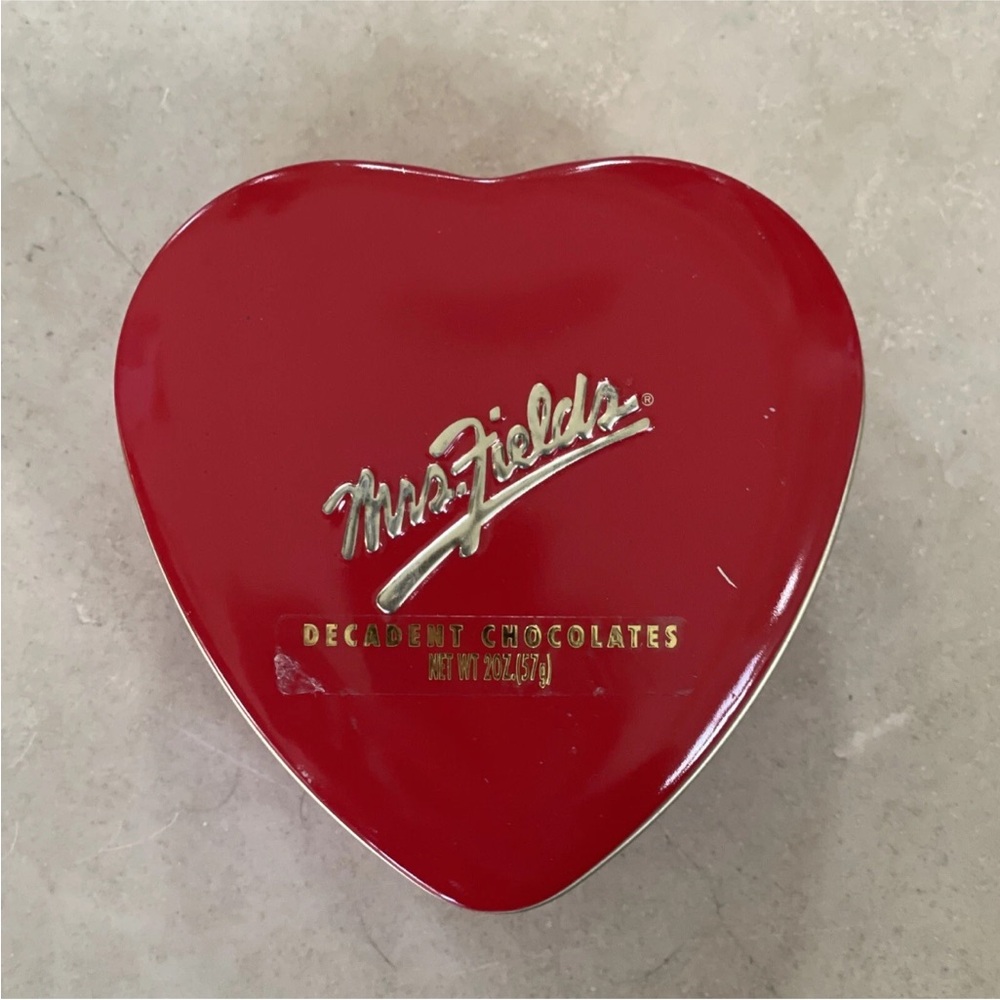 Red Heart Chocolate Tin Mrs Fields Small Red Heart Tin Box vintage